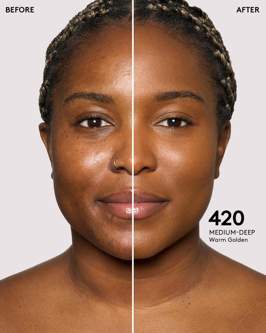 before + after imagery for shade 420 in pro filt'r soft matte longwear foundation